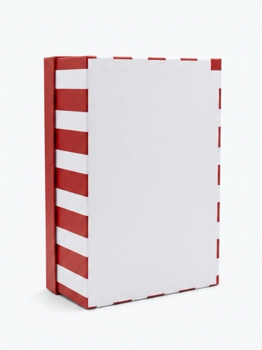 Red and White Striped Storage Box with Label Holder